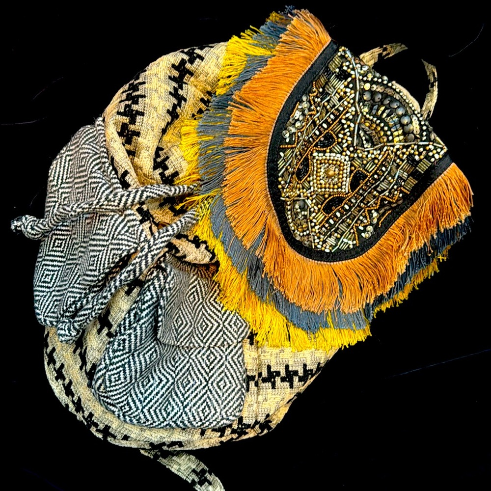 😱JASPER & JEERA ANTHROPOLOGIE🌻LUXURY HANDBAG Beaded BOHEMIAN Backpack NEW!